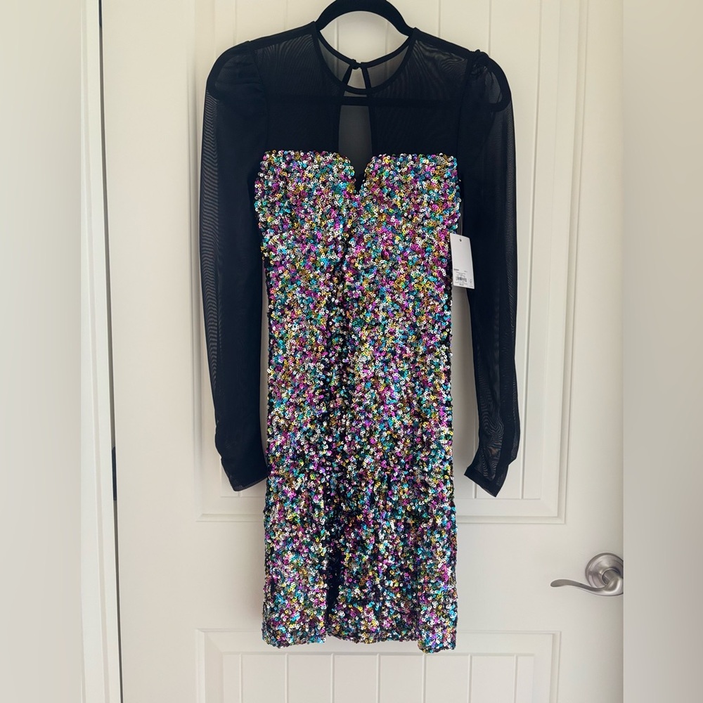 Kohl's Multicolor Sequin Dress with Black Mesh